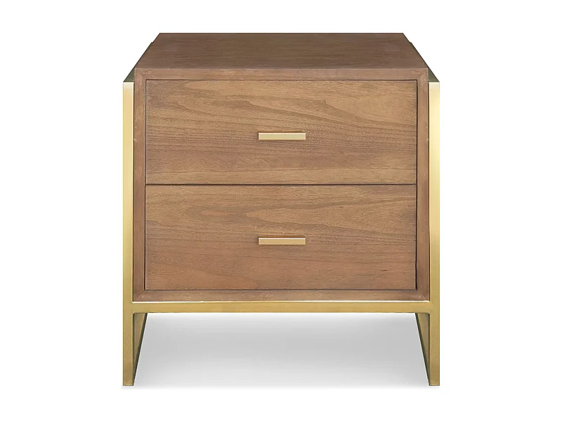 Table de Chevet 2 Tiroirs "Clifton" 55cm Marron