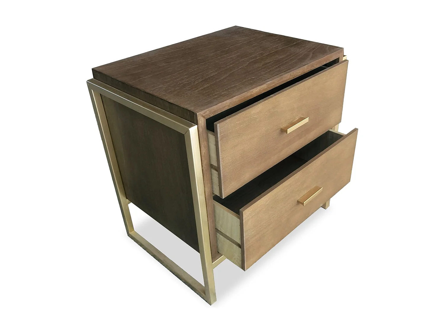 Table de Chevet 2 Tiroirs "Clifton" 55cm Marron