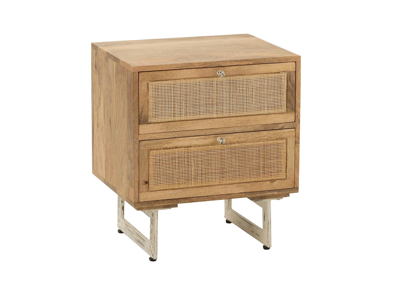 Table de Chevet en Bois "Weaving" 55cm Naturel