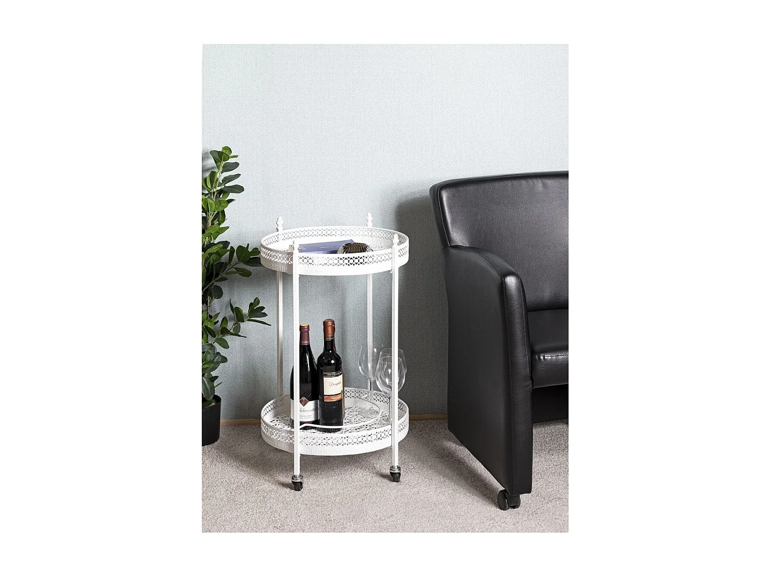 Desserte de Cuisine Ronde "Ulika" 74cm Blanc