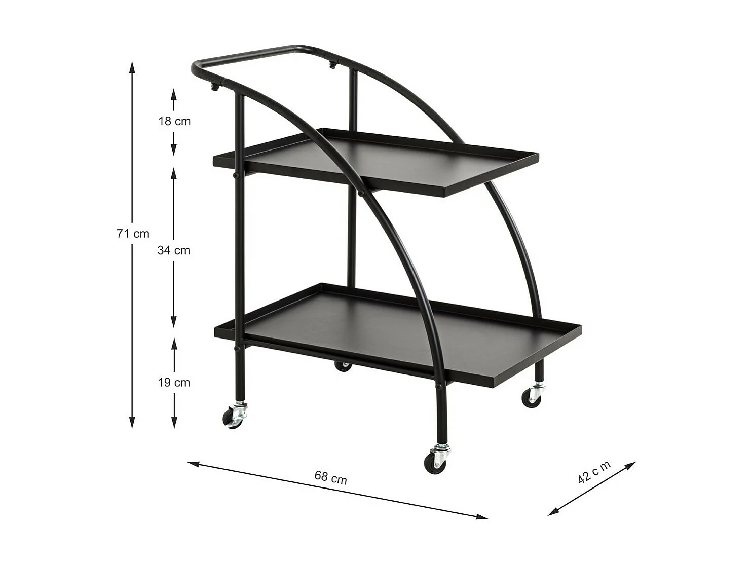 Desserte de Cuisine Design "Roulettes" 71cm Noir
