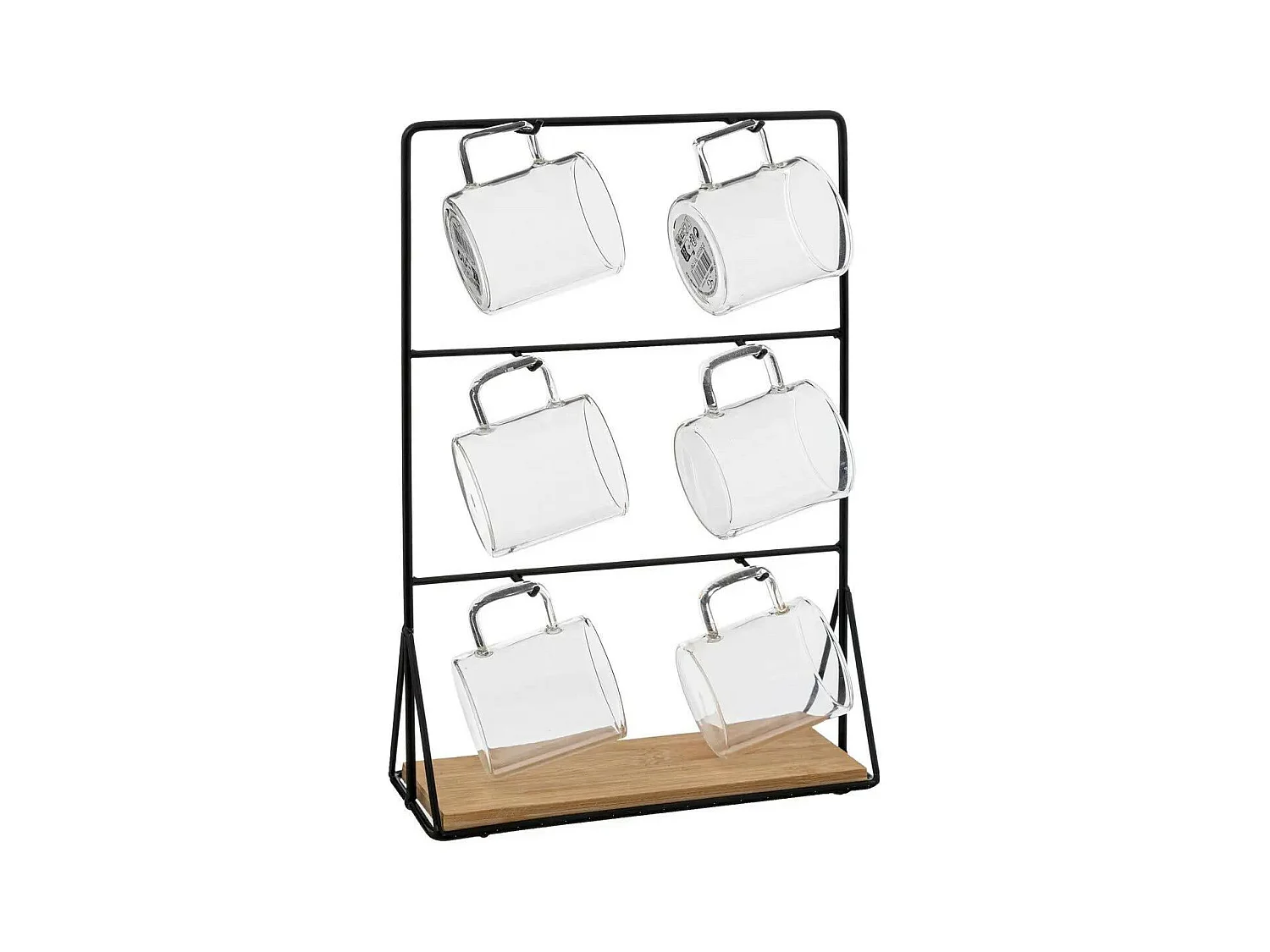 Lot de 6 Tasses sur Rack "Mia" 30cm Transparent