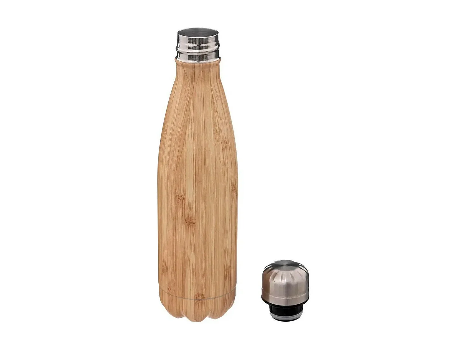 Bouteille Isotherme Inox "Effet Bambou" 0,5L Beige