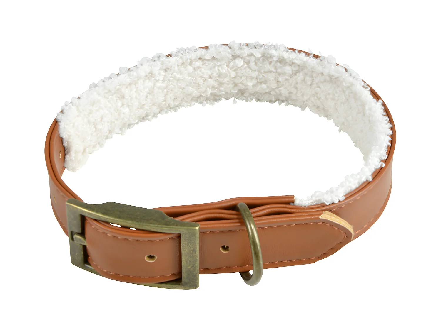 Collier pour Chien "Wooly" 30cm Cognac & Écru
