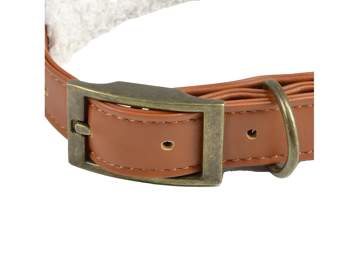 Collier pour Chien "Wooly" 30cm Cognac & Écru