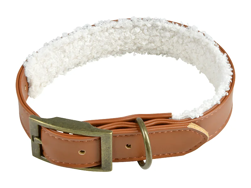 Collier pour Chien "Wooly" 30cm Cognac & Écru