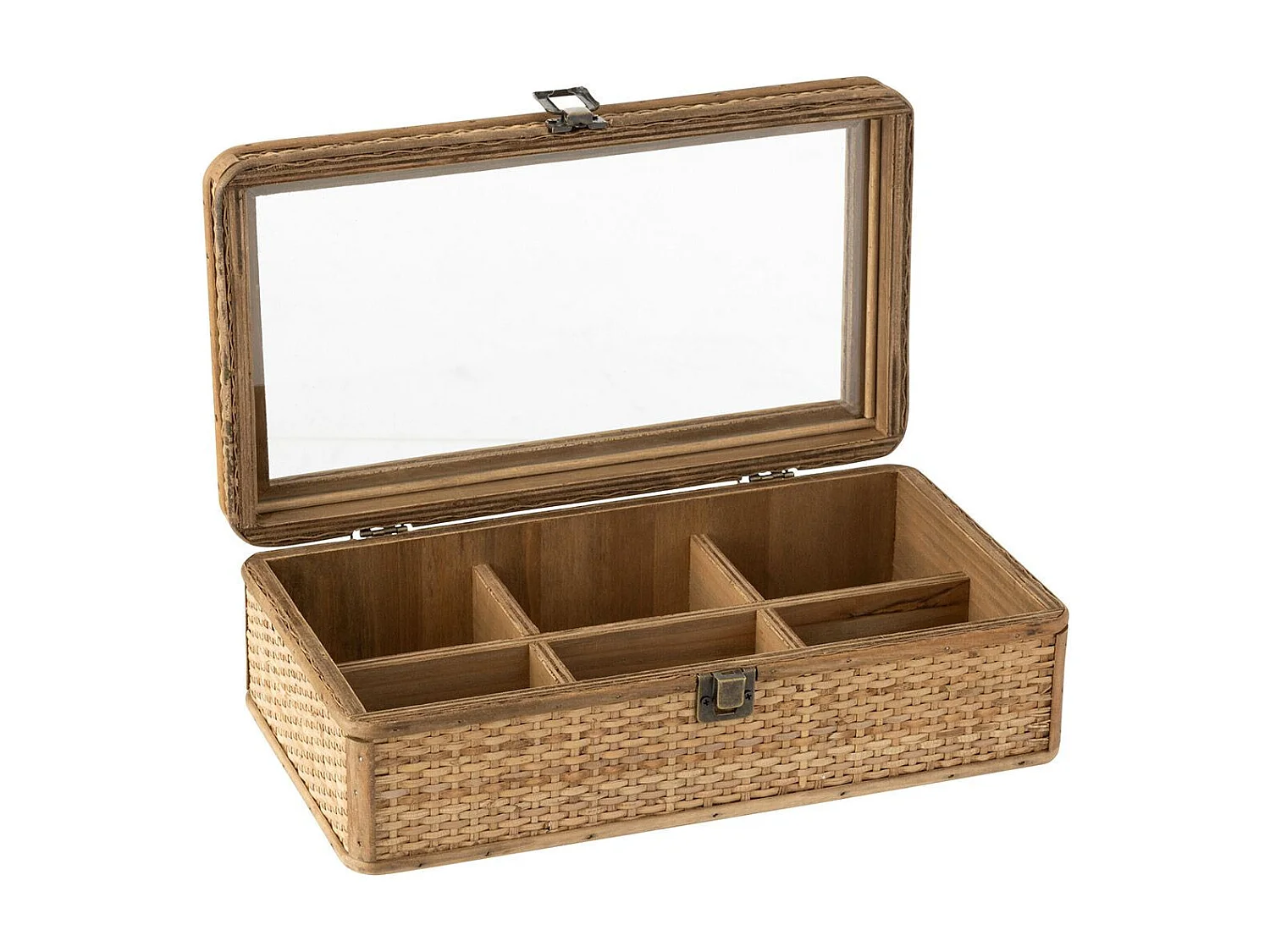 Boîte à Thé 6 Compartiments "Rotin" 34cm Naturel