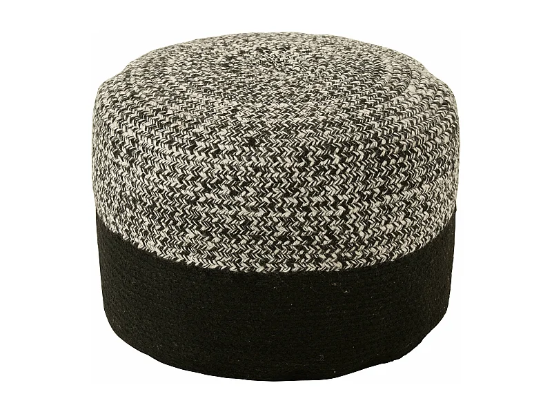 Pouf Rond Design "Miami" 50cm Noir & Blanc