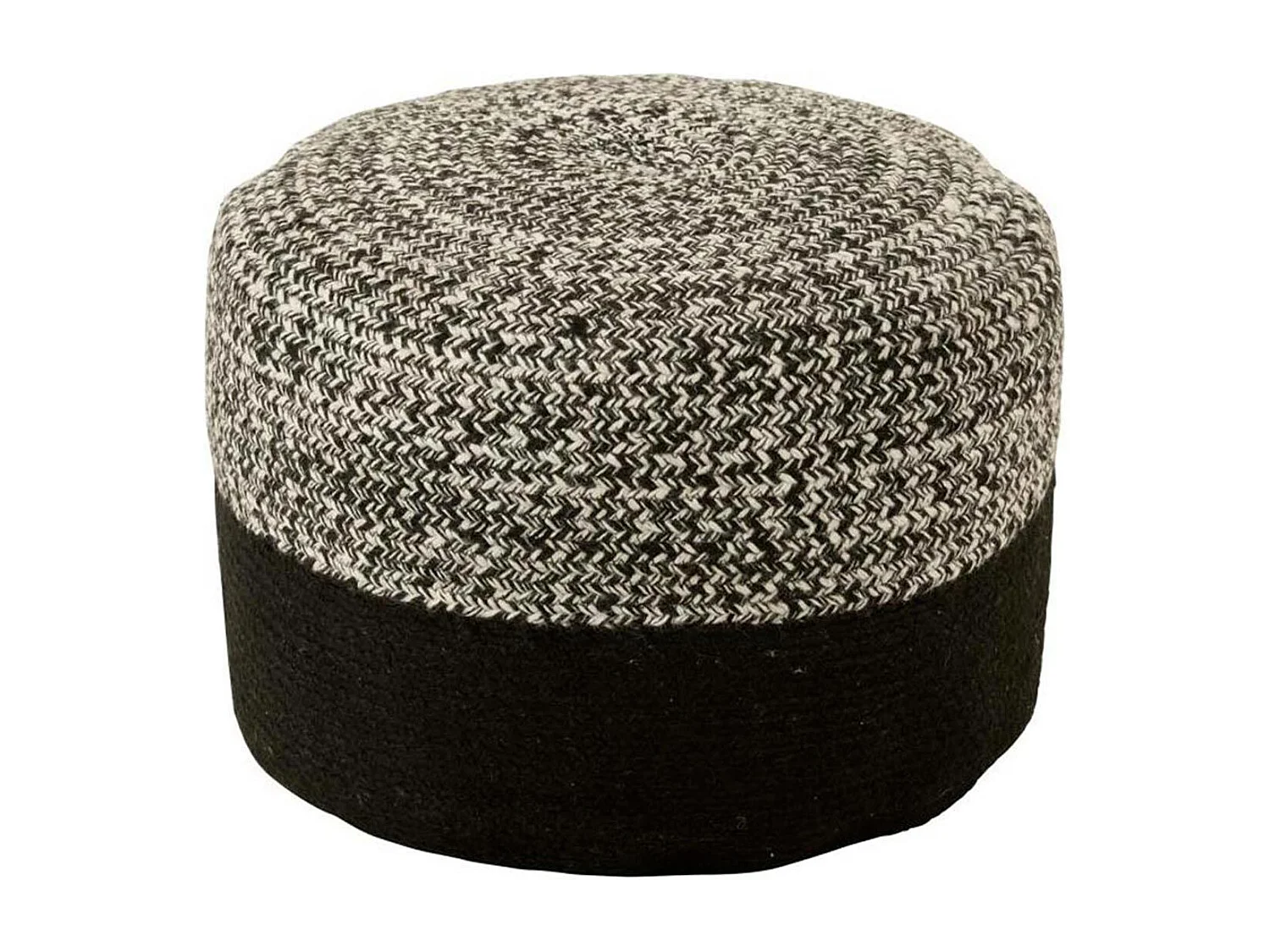 Pouf Rond Design "Miami" 50cm Noir & Blanc