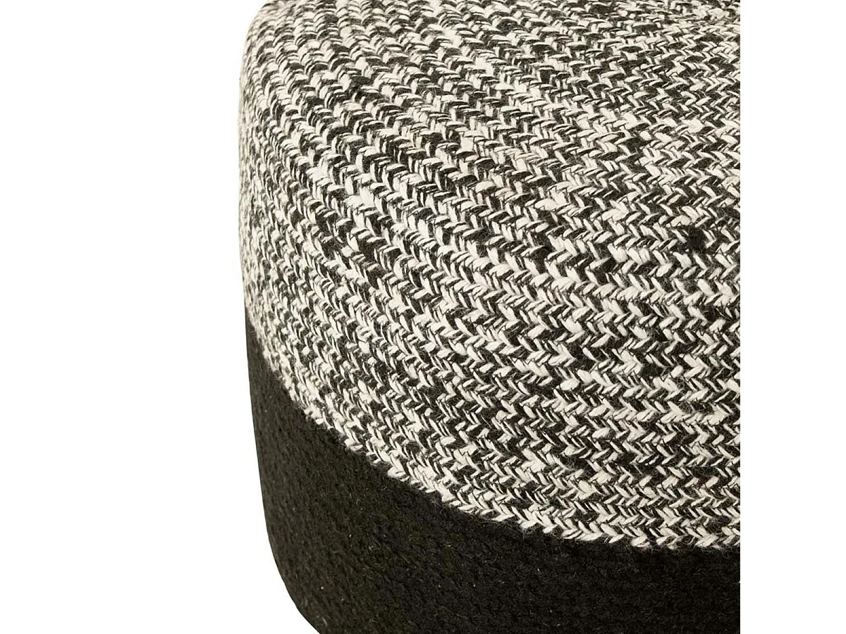 Pouf Rond Design "Miami" 50cm Noir & Blanc