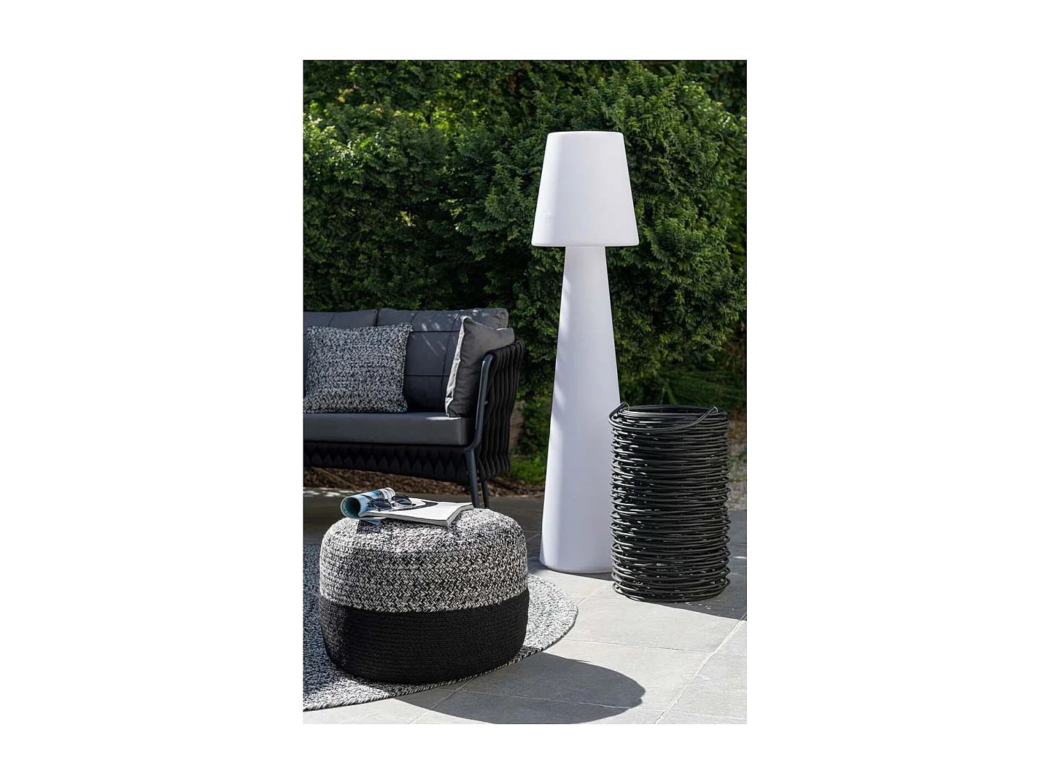 Pouf Rond Design "Miami" 50cm Noir & Blanc