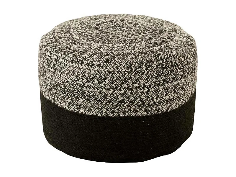 Pouf Rond Design "Miami" 50cm Noir & Blanc