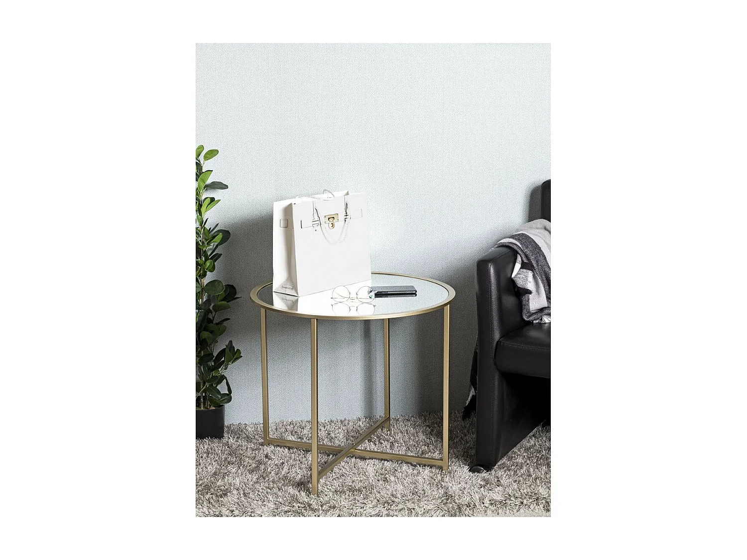 Table d'Appoint Design "Miroir" 60cm Or