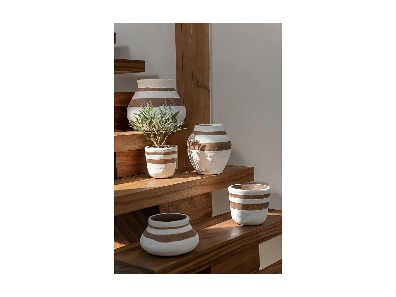 Vase Design "Kenia" 22cm Blanc & Marron