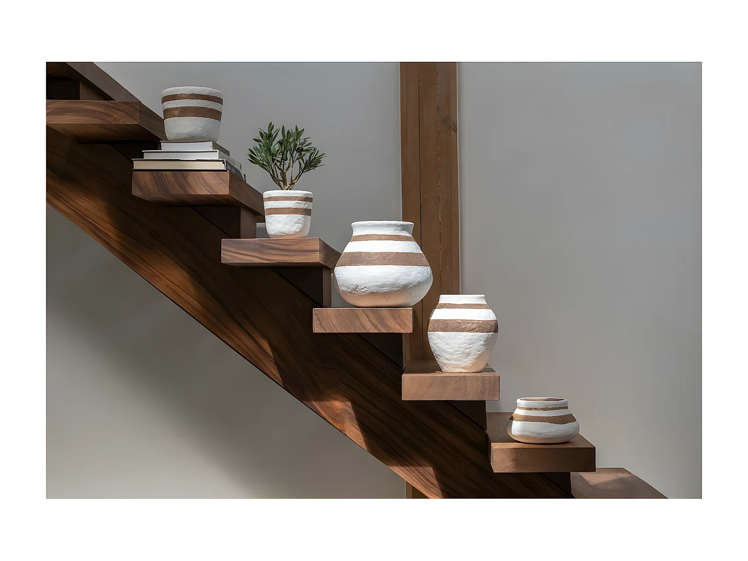 Vase Design "Kenia" 22cm Blanc & Marron