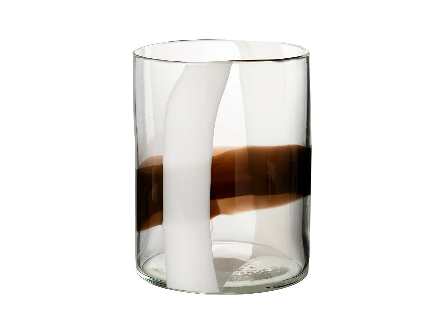 Vase Design en Verre "Iggy" 27cm Blanc & Marron
