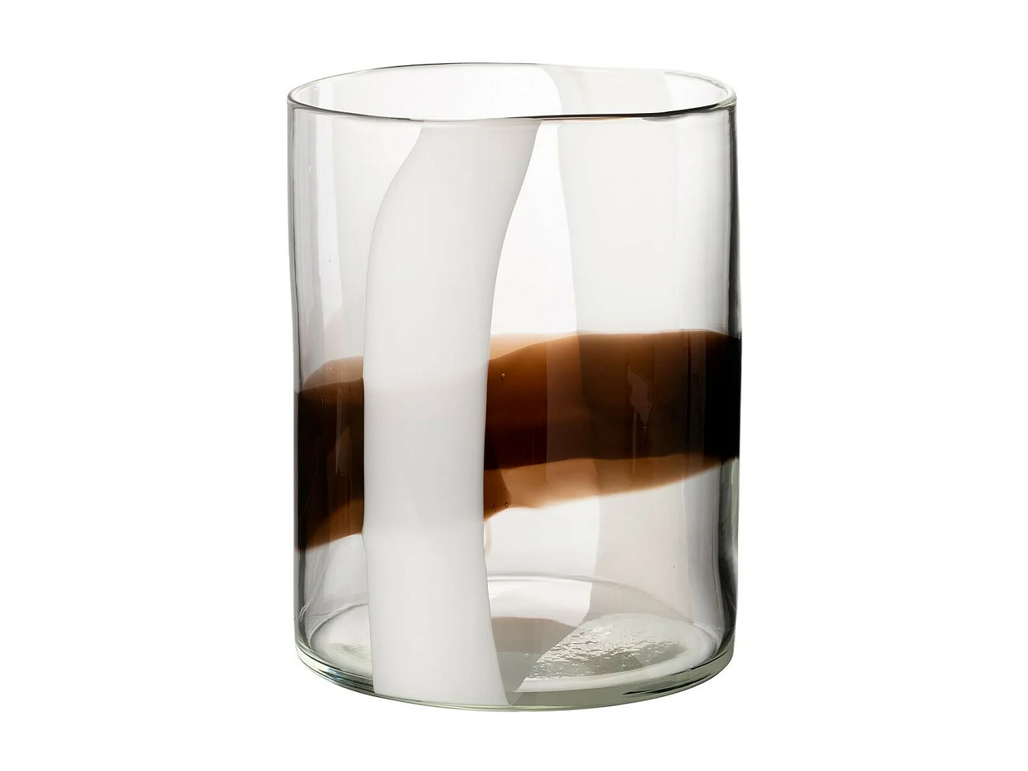 Vase Design en Verre "Iggy" 27cm Blanc & Marron