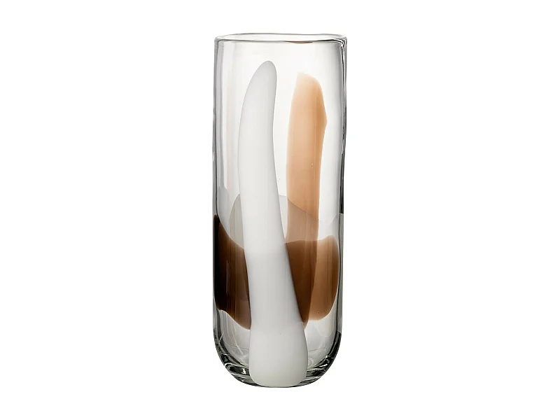 Vase Design en Verre "Iggy" 37cm Blanc & Marron