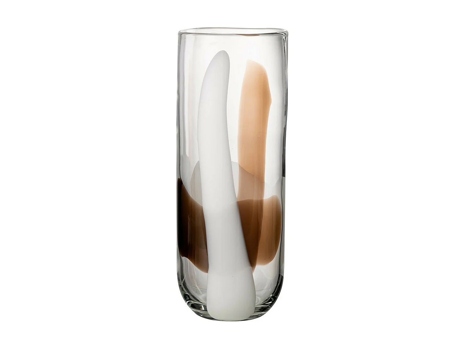 Vase Design en Verre "Iggy" 37cm Blanc & Marron