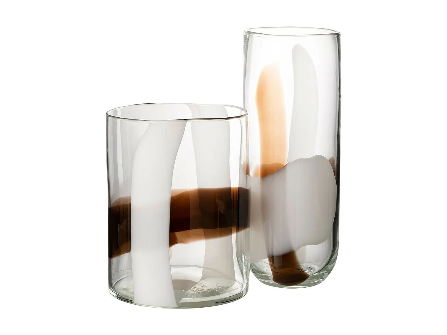 Vase Design en Verre "Iggy" 37cm Blanc & Marron