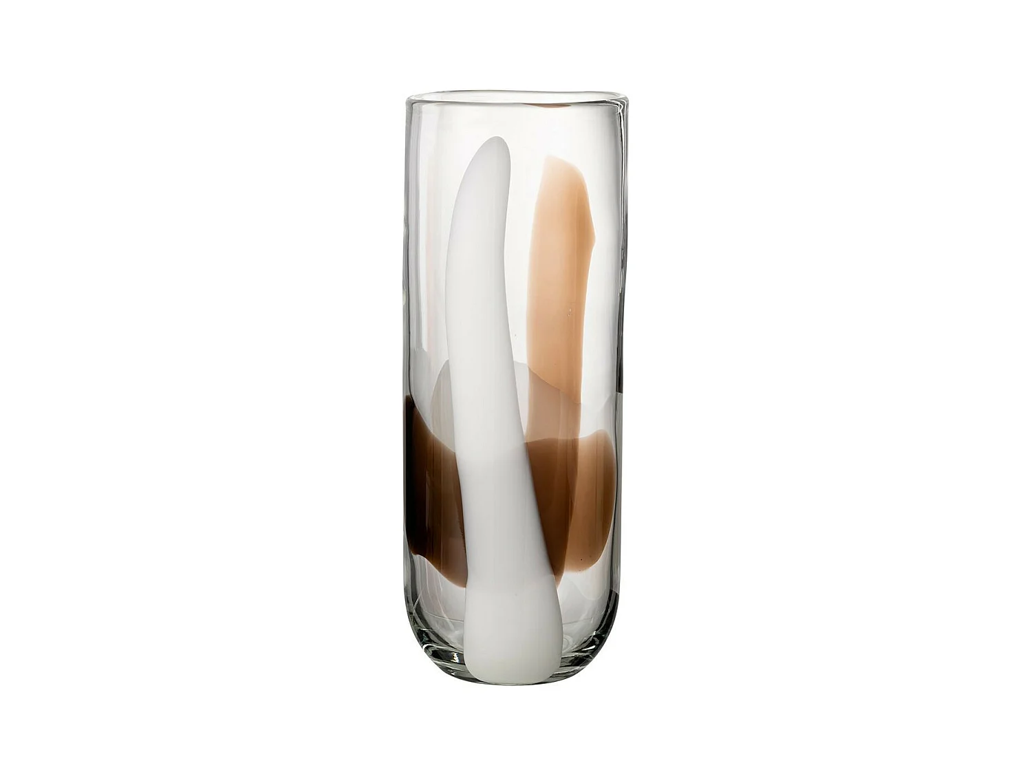 Vase Design en Verre "Iggy" 37cm Blanc & Marron