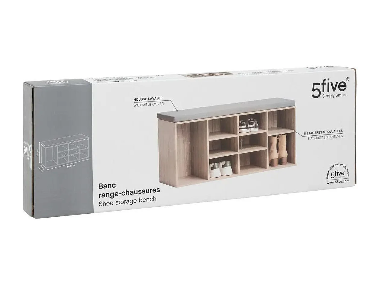Banc Range-Chaussures "8 Paires" 105cm Naturel