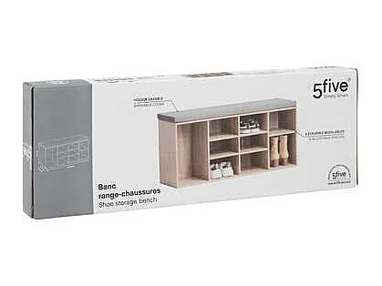Banc Range-Chaussures "8 Paires" 105cm Naturel