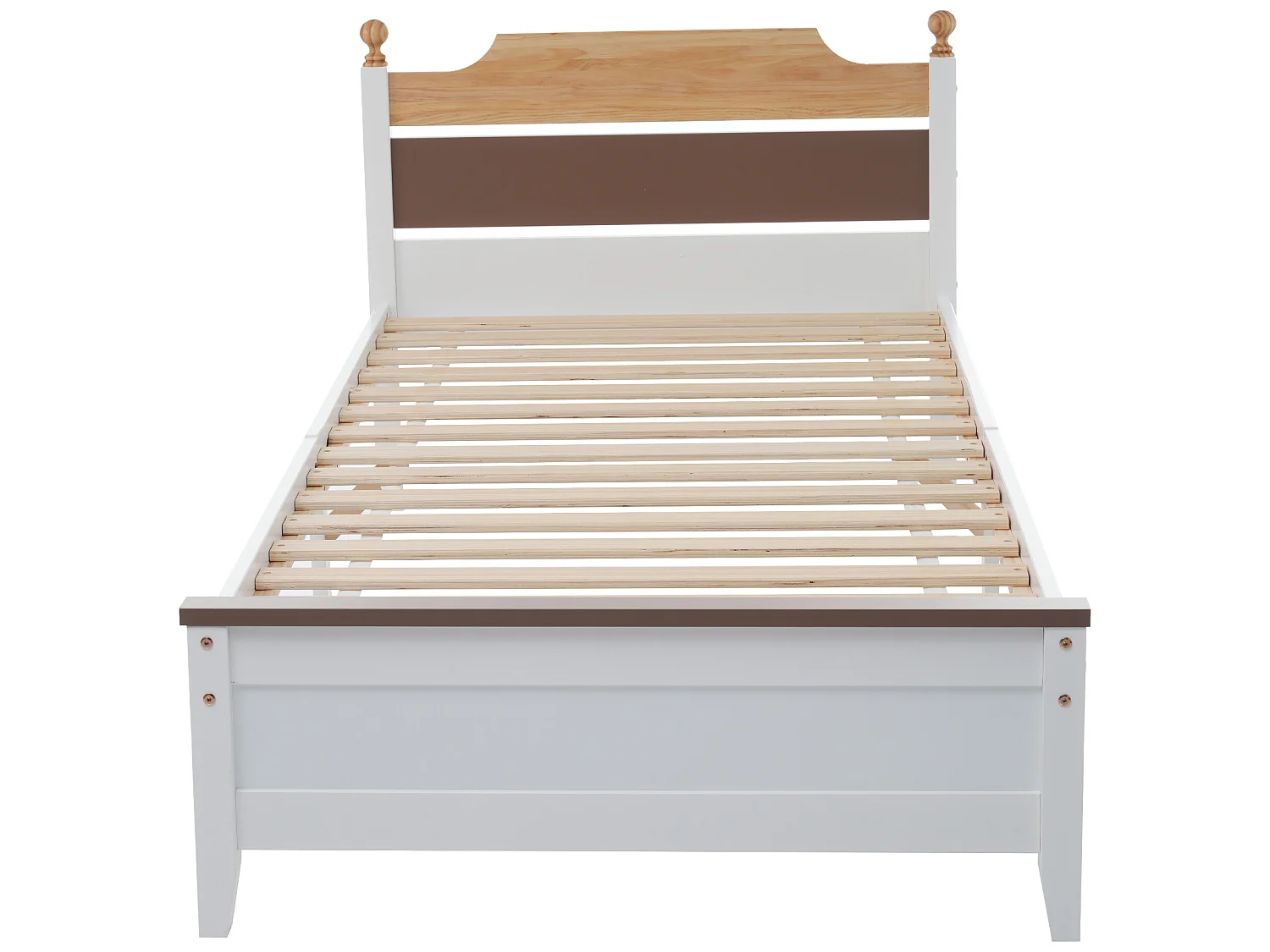 Bed met hoofdeinde - 90 x 200 cm - grenen - lattenbodem - kleur wit