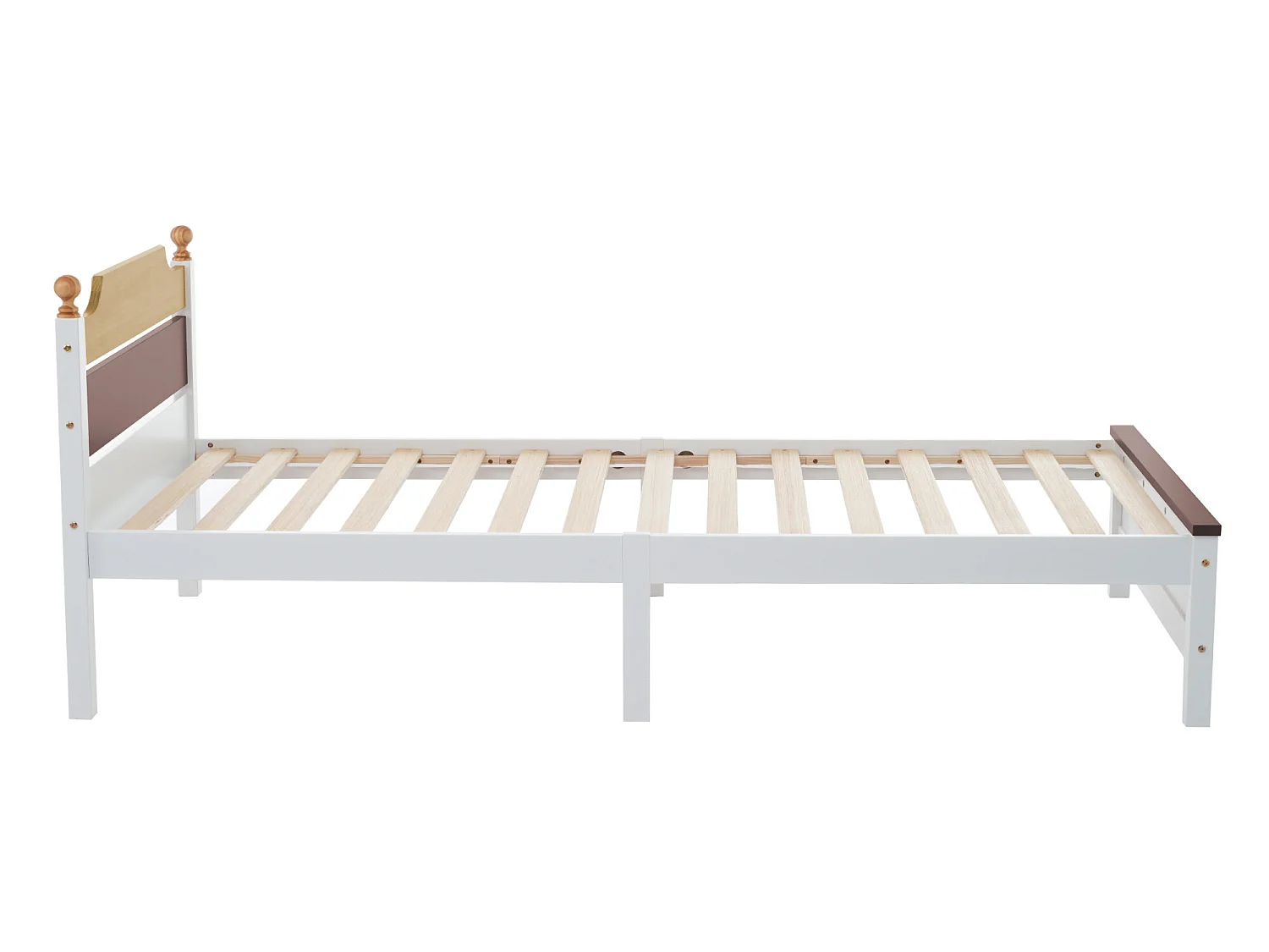 Bed met hoofdeinde - 90 x 200 cm - grenen - lattenbodem - kleur wit