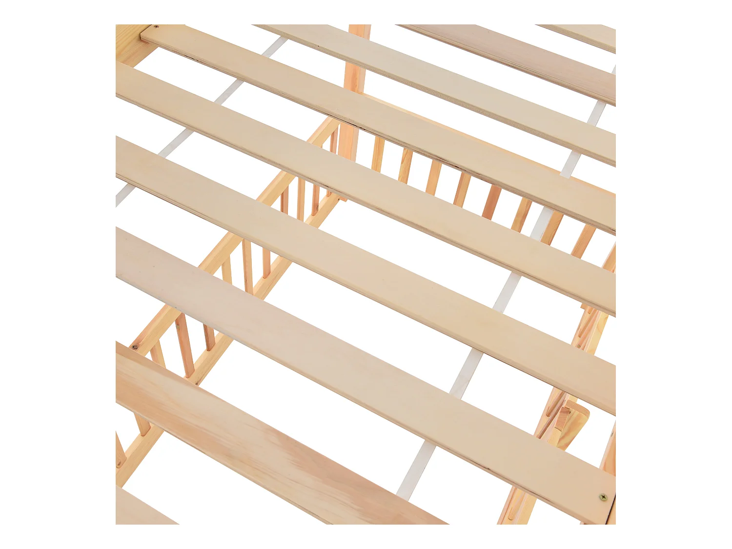 Letto a castello 2 posti - 2 x 90 x 200 cm - sponde e porta - legno massiccio - colore naturale