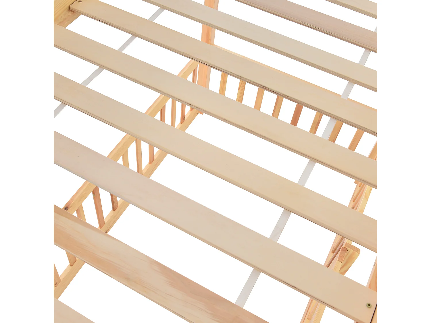 Beliche de 2 lugares - 2 x 90 x 200 cm - barreiras e porta - madeira maciça - cor natural