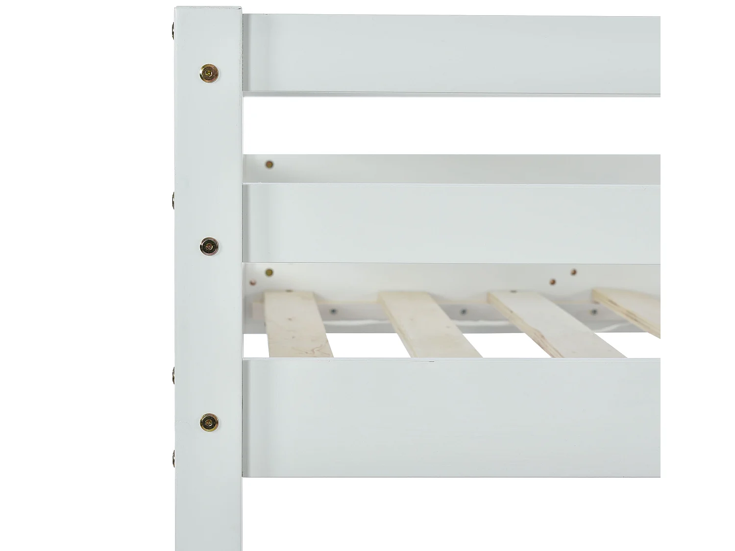 Lit superposé 2 places - 2 x 90 x 200 cm - barrières et portes - sommier à lattes - coloris blanc