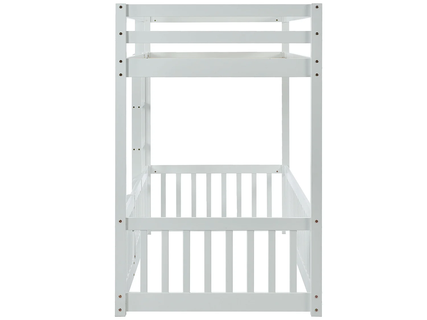 Lit superposé 2 places - 2 x 90 x 200 cm - barrières et portes - sommier à lattes - coloris blanc
