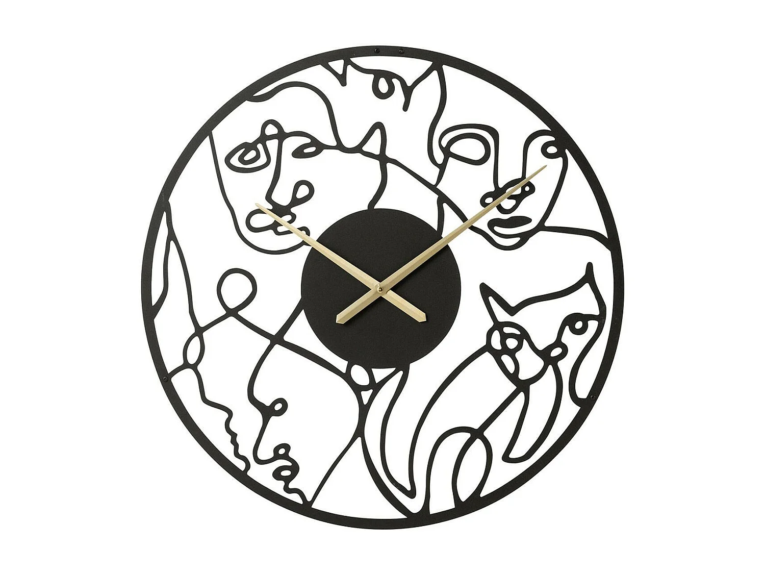 Horloge Murale en Métal "Visages" 69cm Noir