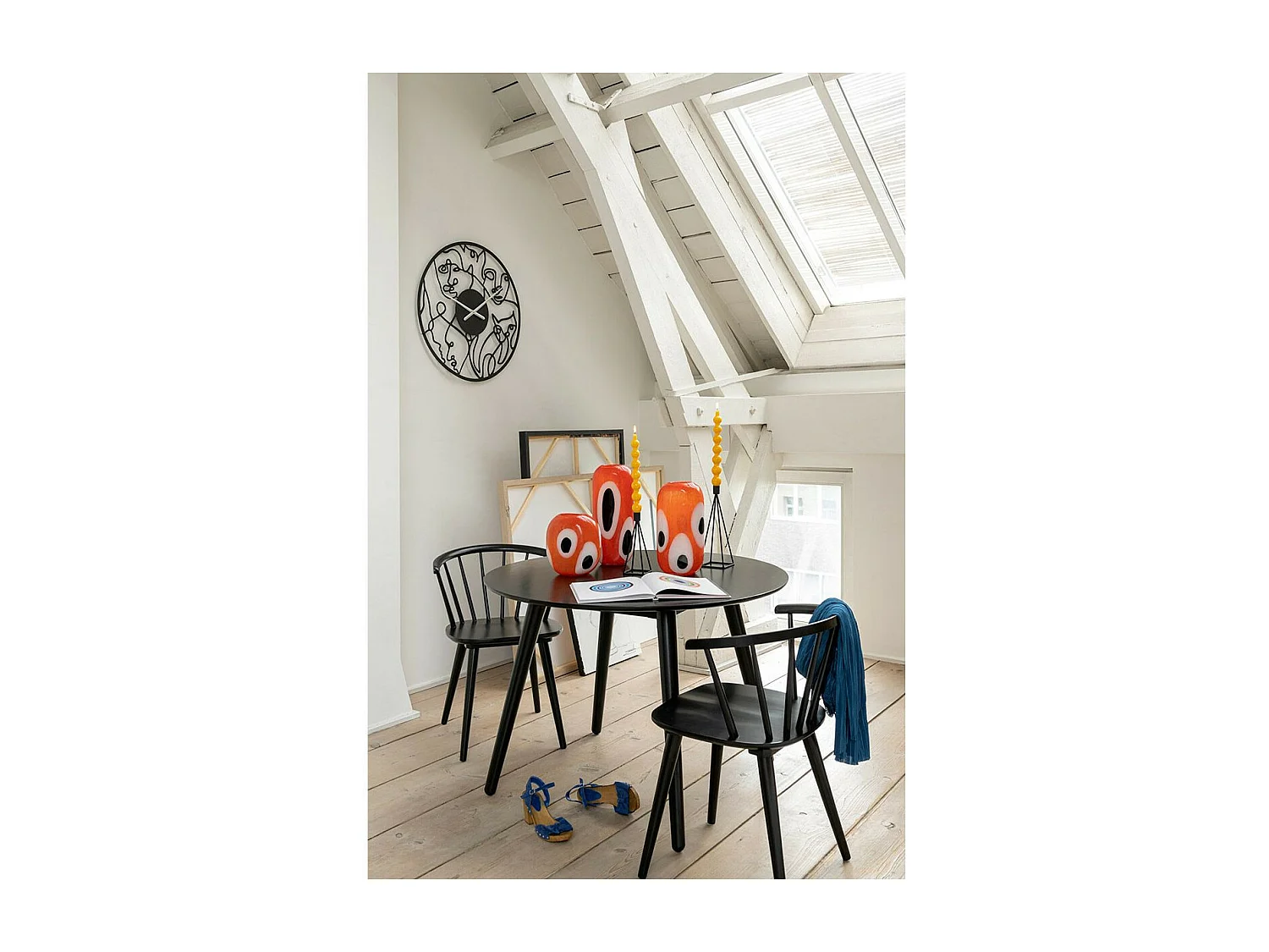 Horloge Murale en Métal "Visages" 69cm Noir