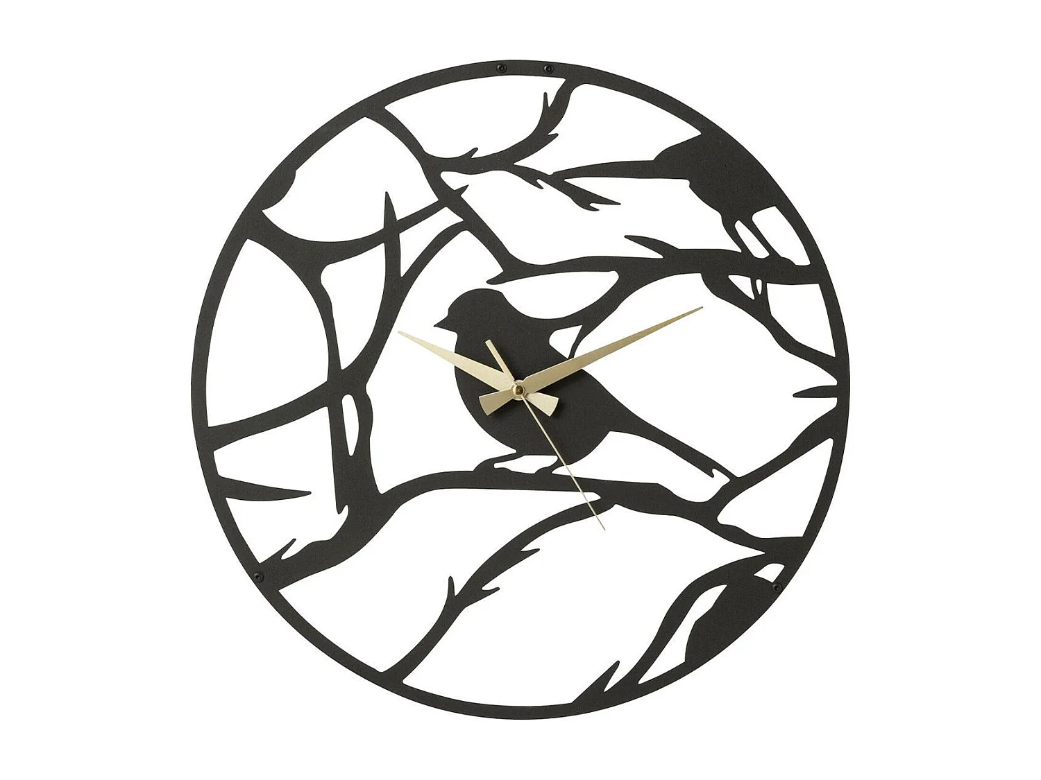 Horloge Murale en Métal "Oiseau" 49cm Noir