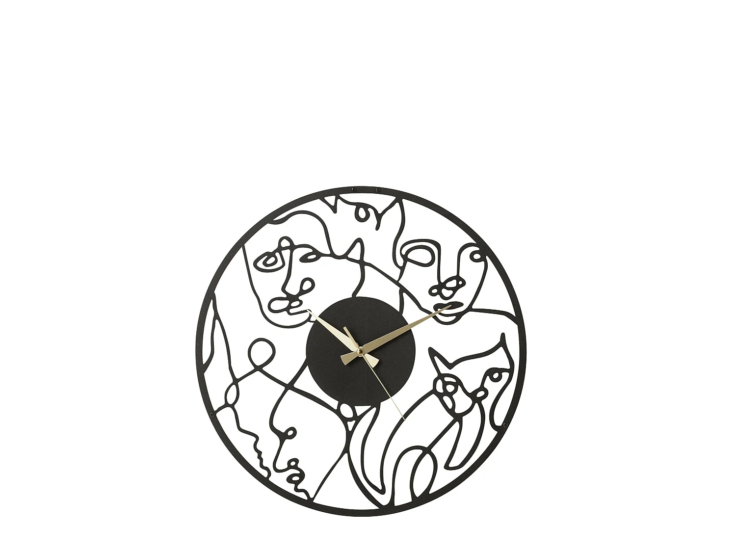 Horloge Murale en Métal "Visages" 49cm Noir