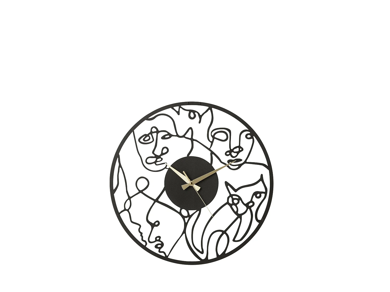 Horloge Murale en Métal "Visages" 49cm Noir