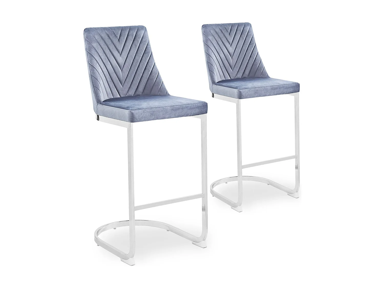 Lot de 2 chaises de bar design Mistigri Velours Gris