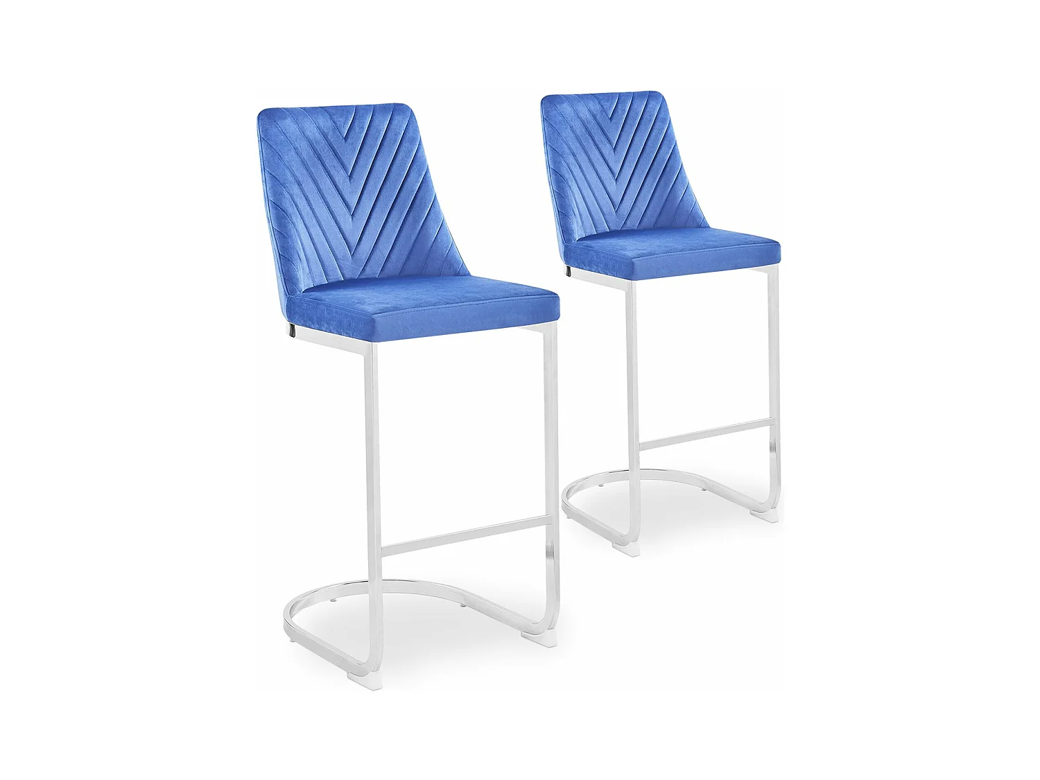 Lot de 2 chaises de bar design Mistigri Velours Bleu