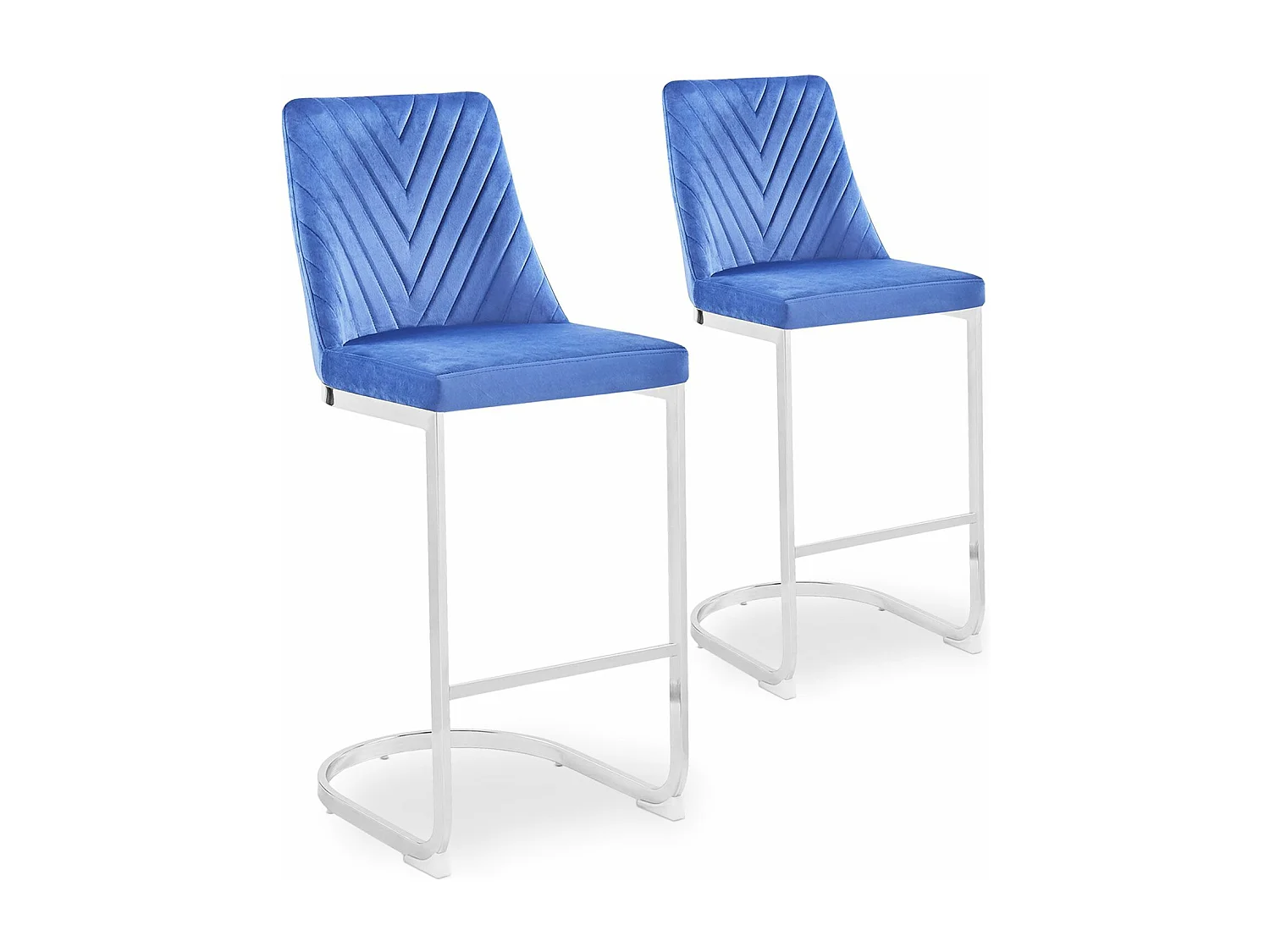 Lot de 2 chaises de bar design Mistigri Velours Bleu