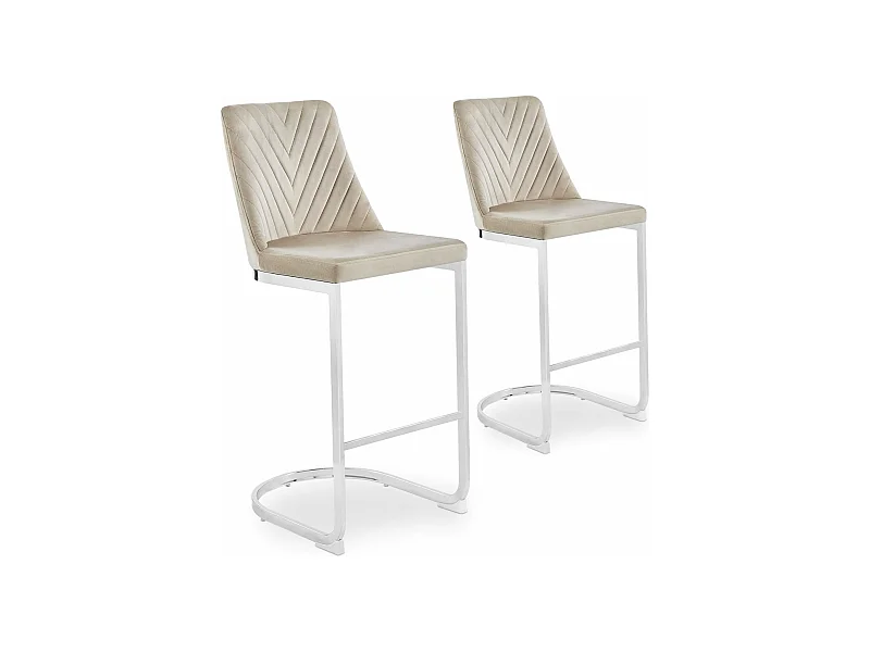 Lot de 2 chaises de bar design Mistigri Velours Taupe