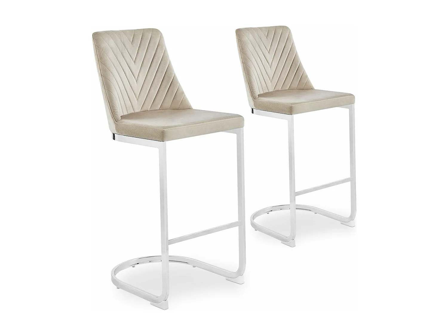Lot de 2 chaises de bar design Mistigri Velours Taupe