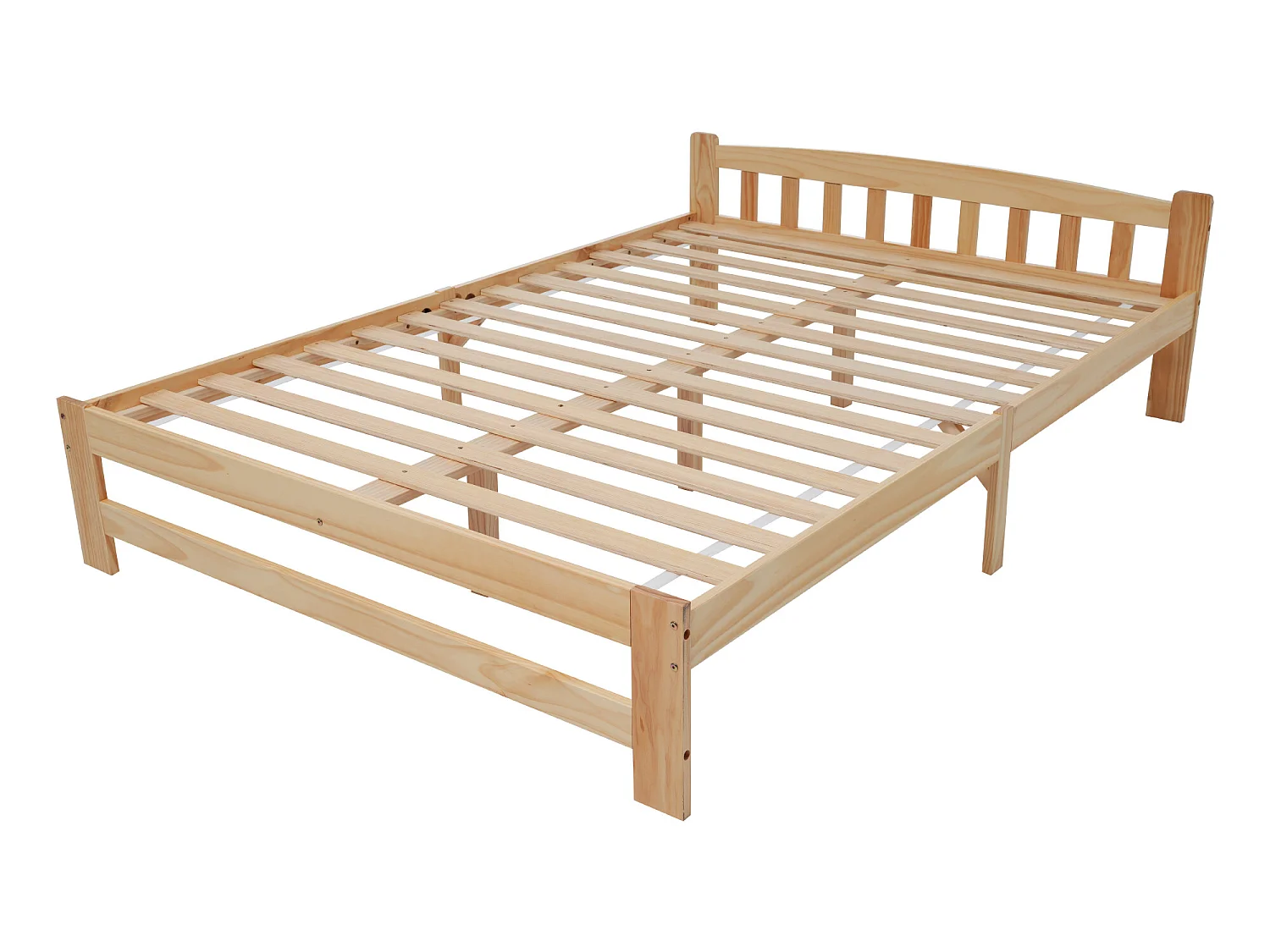 Bed met hoofdeinde - 140 x 200 cm - massief hout - lattenbodem - natuurlijke kleur