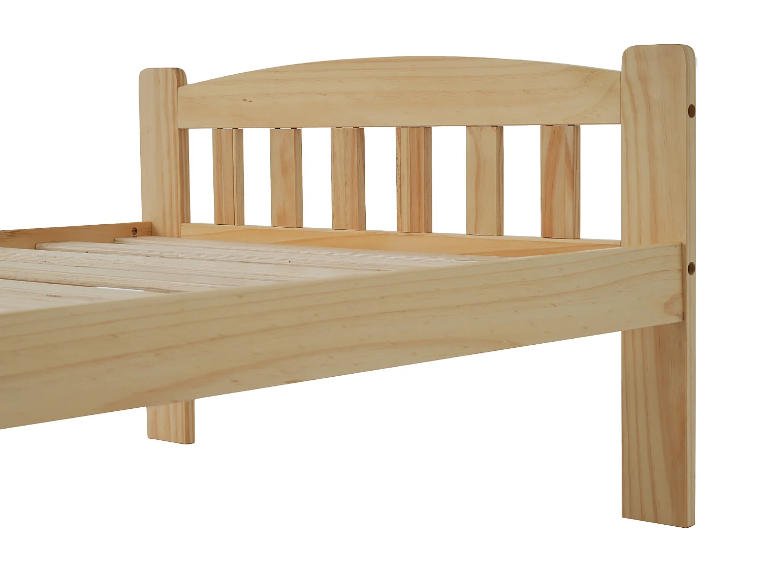 Bed met hoofdeinde - 90 x 200 cm - massief hout - lattenbodem - natuurlijke kleur