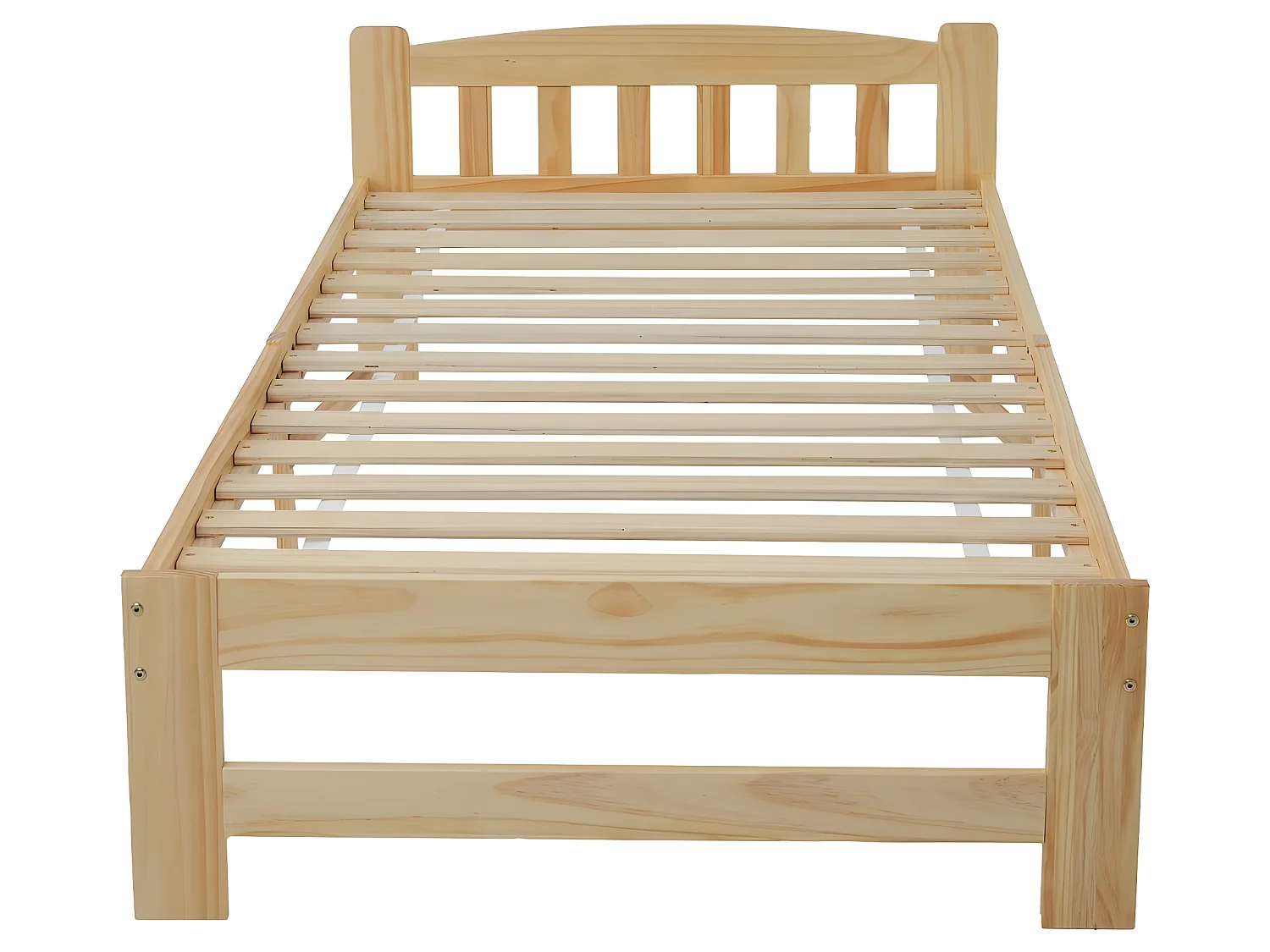 Bed met hoofdeinde - 90 x 200 cm - massief hout - lattenbodem - natuurlijke kleur