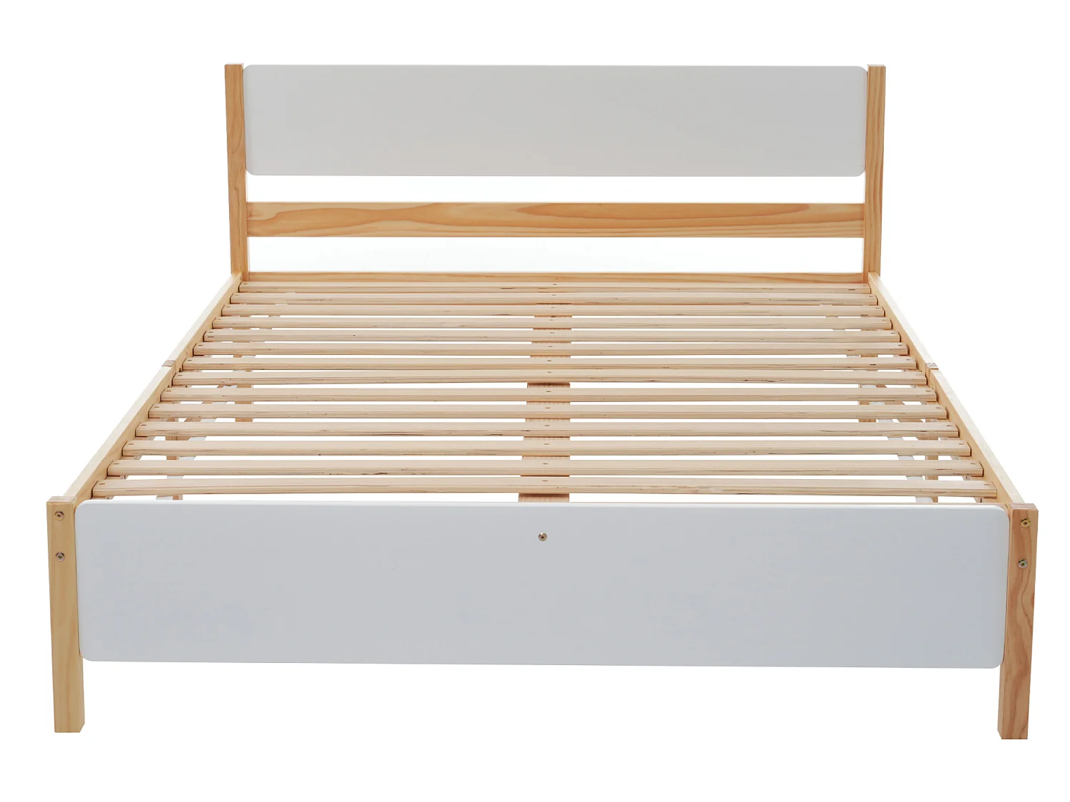 Bed met hoofdeinde - 140 x 200 cm - MDF - lattenbodem - kleur naturel en wit