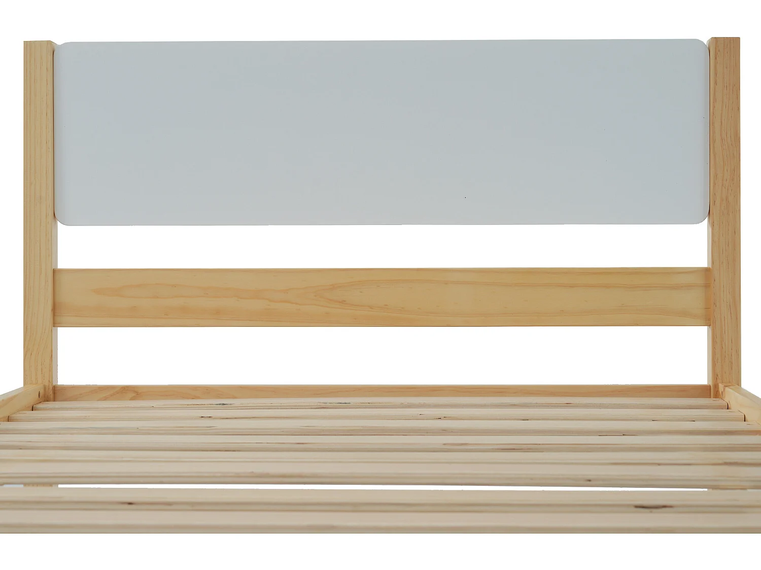 Bed met hoofdeinde - 90 x 200 cm - MDF - lattenbodem - natuurlijke en witte kleuren