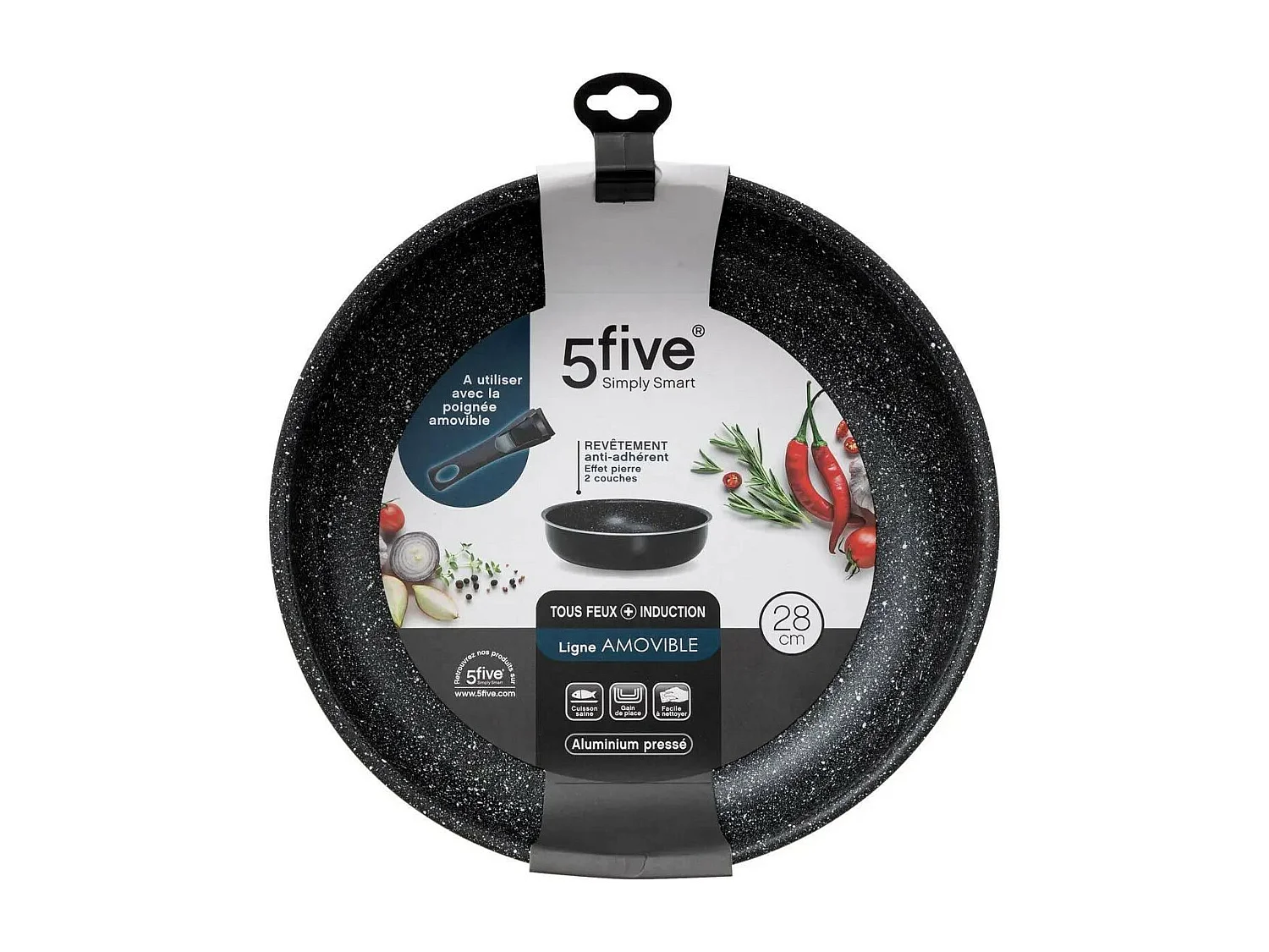 Sauteuse en Aluminium "Amovible" 28cm Noir