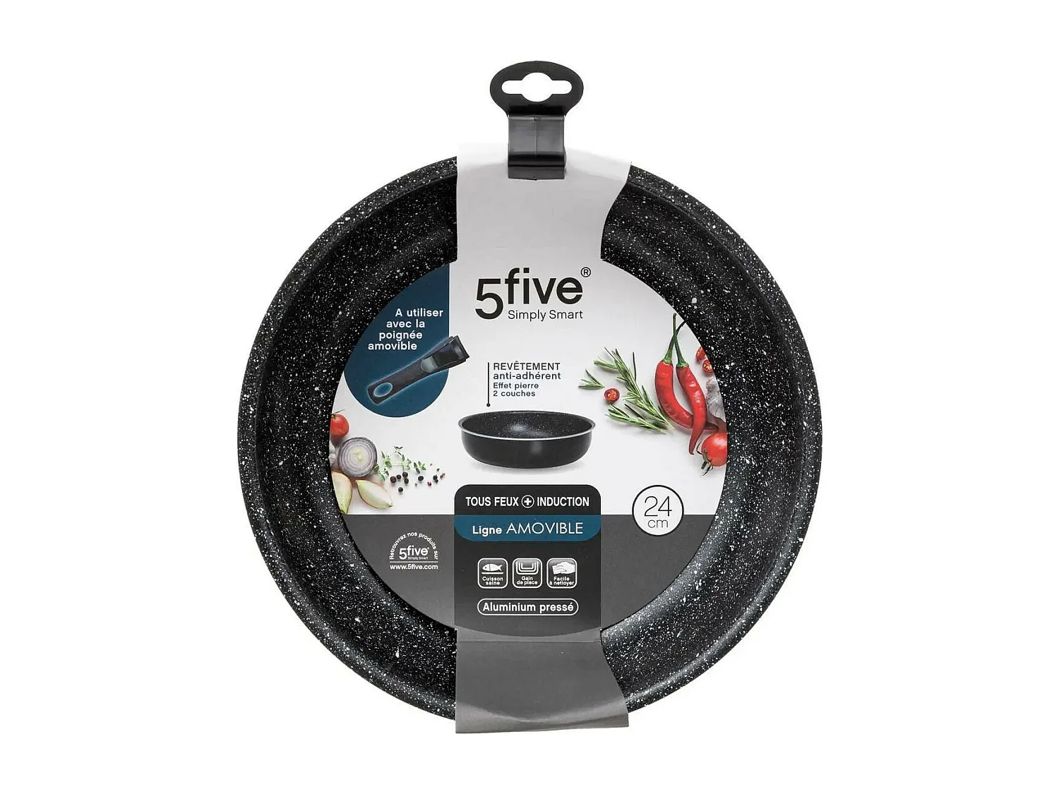 Sauteuse en Aluminium "Amovible" 24cm Noir